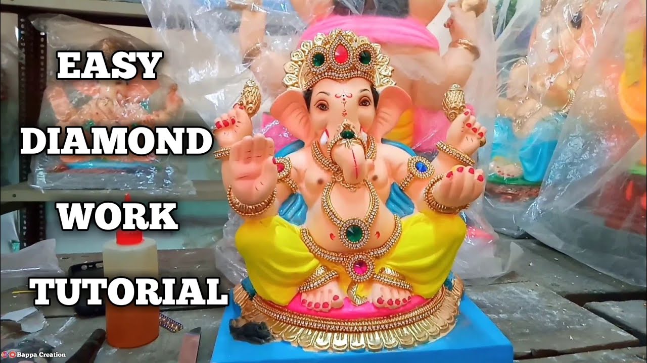 Easy Step Ganpati Bappa Diamond Work Tutorial 2021||Ganpati Diamond work 2021||Bappa Creation||