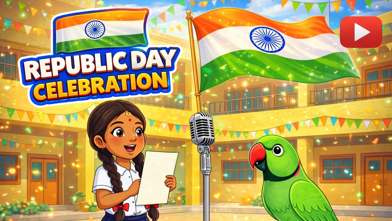 तिरंगे की शान | तोता और स्कूल का देशभक्ति उत्सव | Kids Patriotic Story | Kids Bird Story