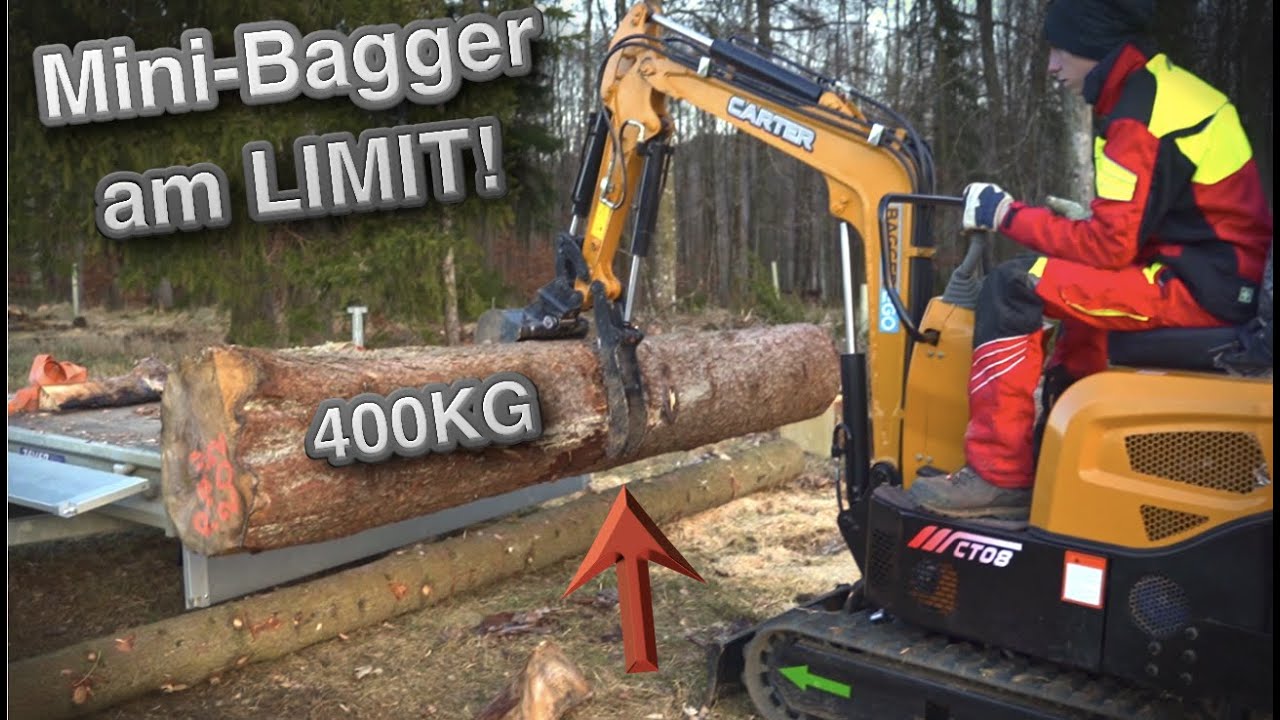 Mini-Bagger vs. Seilwinde! Stämme hohlen für meine XXL Garten Hütte!