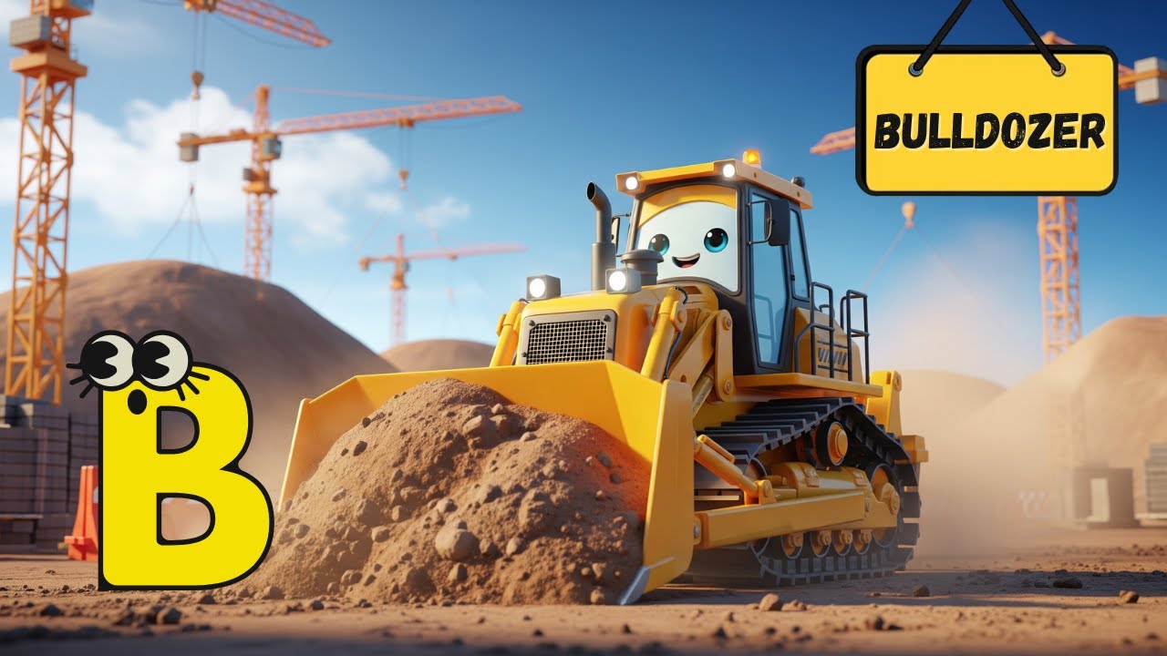 🚧 Песенка про строительную технику ABC для детей | Изучаем строительные грузовики от А до Я | Вес...