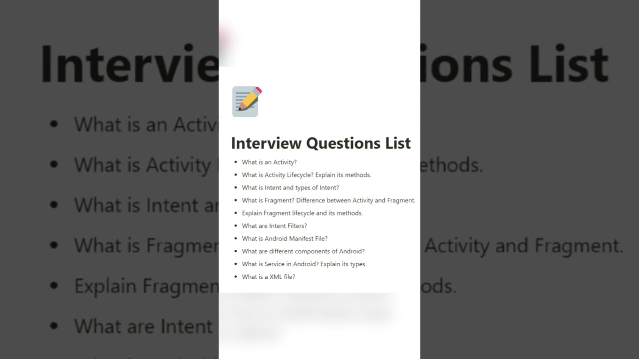 Top 10 Interview Questions for Android Freshers #android #interview #development #beginnerlevel