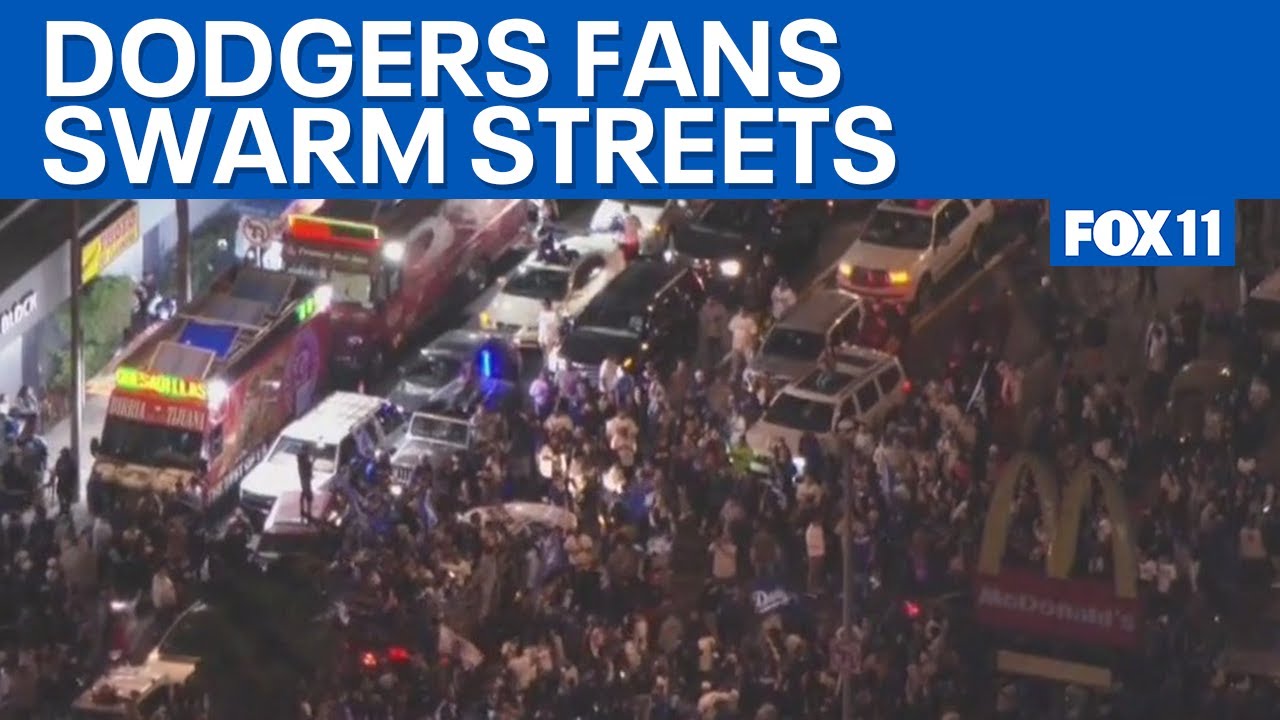 Fans in East LA pack streets after Dodgers win