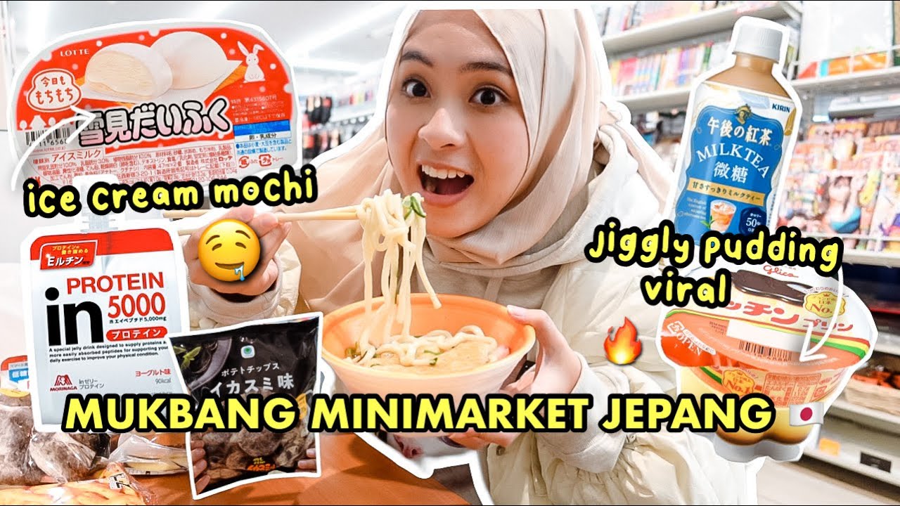 MUKBANG MINIMARKET JEPANG! 🇯🇵 TERNYATA ENAK2 BANGET 😭🔥 PUDING VIRAL, ONIGIRI, ICE CREAM MOCHI!