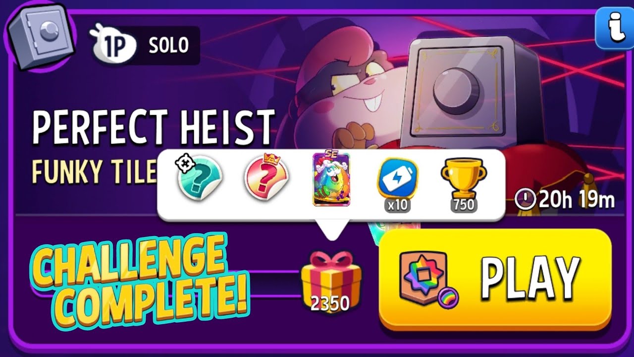 Perfect Heist Funky Tiles Rainbow Match Masters Solo Challenge Score 2350 12 Moves 
