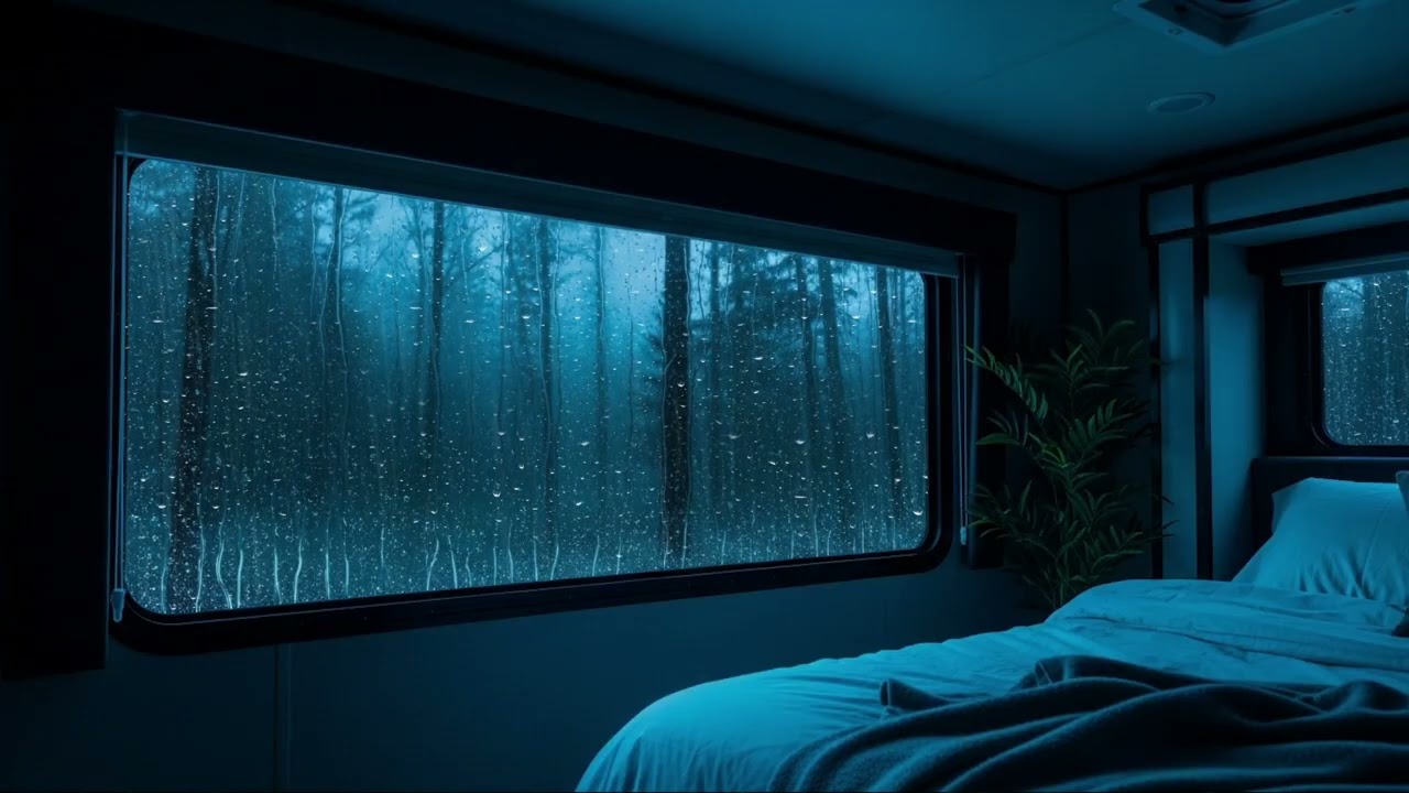 Extreme Thunderstorm From Inside a Car Cabin – Heavy Rain on Windows & Relaxing Piano for Sleep