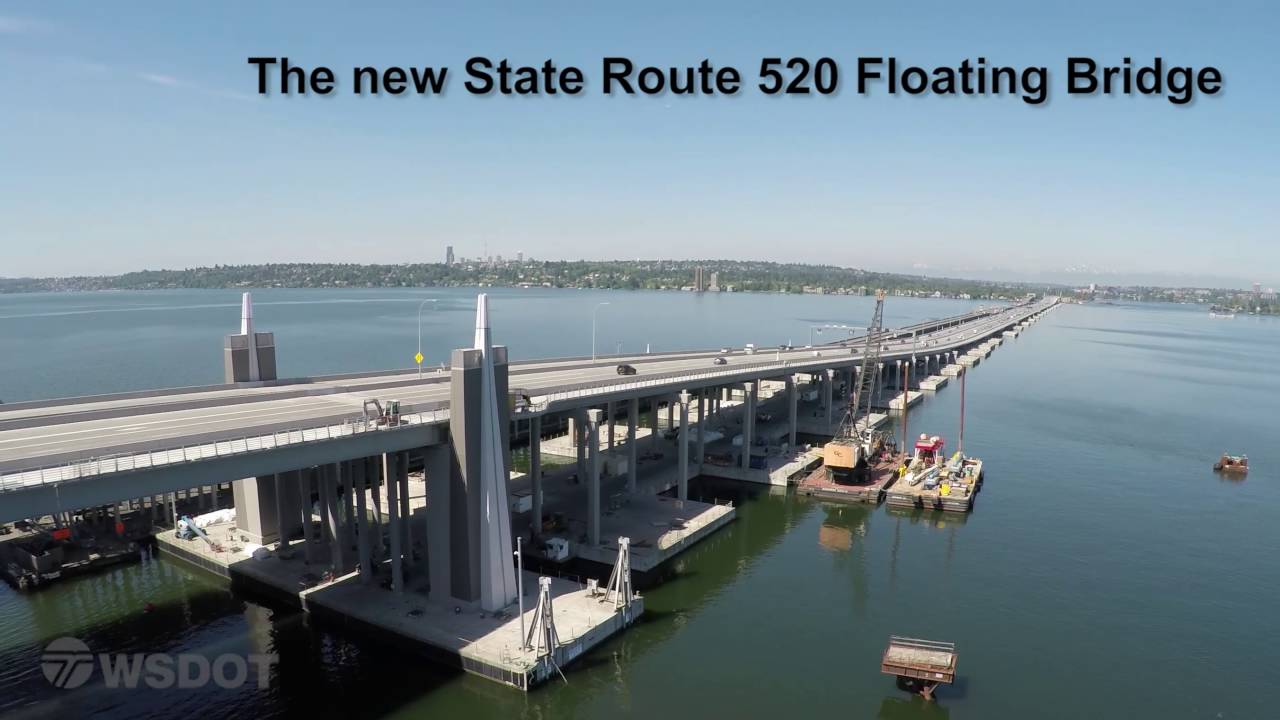 SR 520 floating bridge drone footage