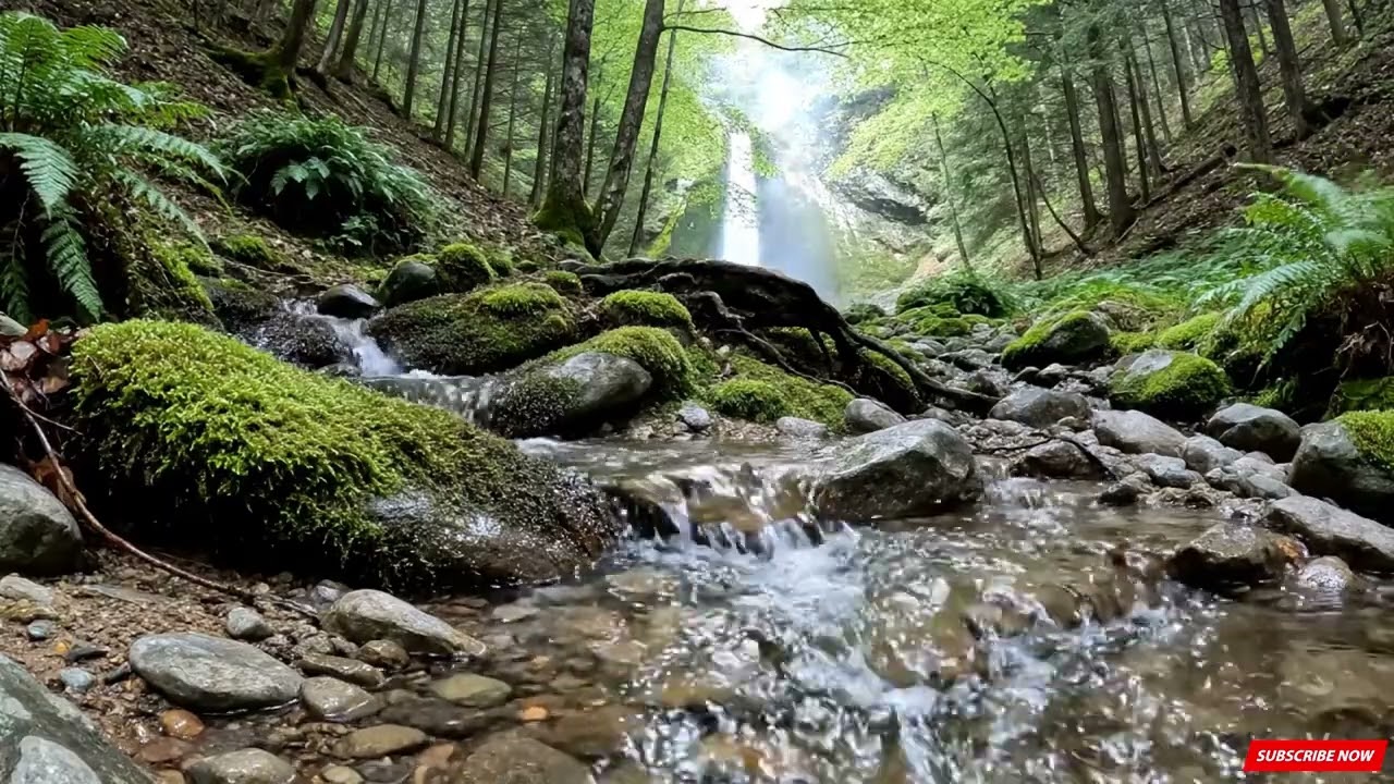 Mountain Stream Flow, Forest Stream, Birdsong, Nature Sounds for Sleeping
