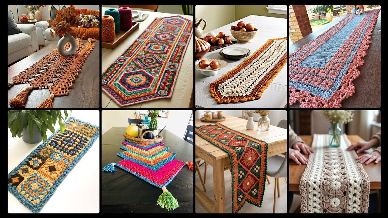 Beautiful Crochet Table Runners Designs | Cozy And Artistic Home Decor #crochet #design #trending 