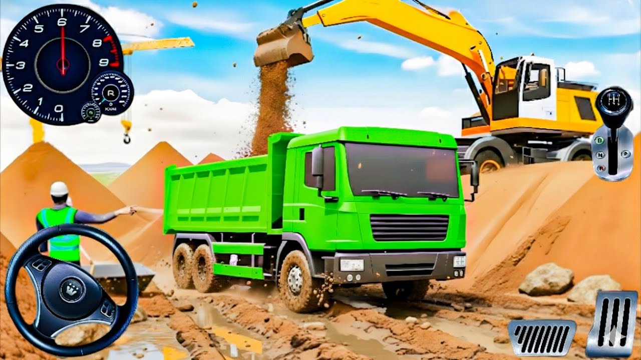 Heavy Excavator Sim 2026: Loading Mud in Big Dump Truck 