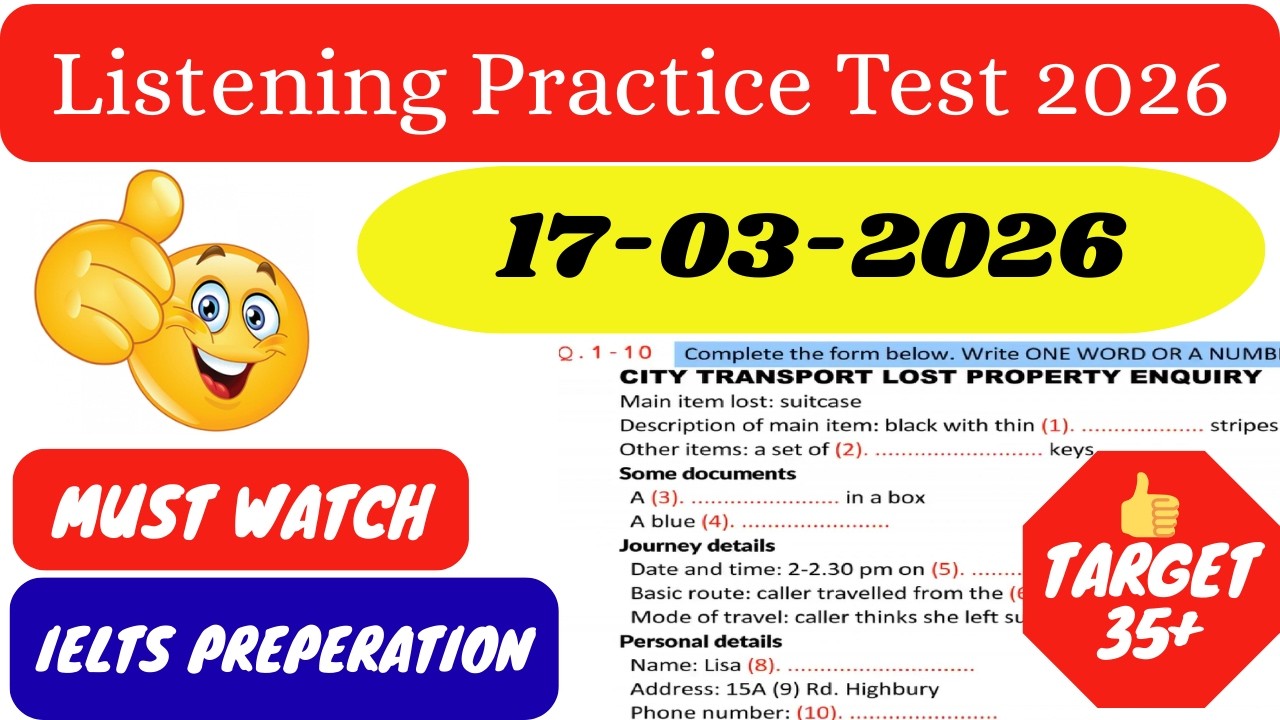 IELTS LISTENING TEST 2026 | IELTS LISTENING PRACTICE TEST WITH ANSWERS 2026