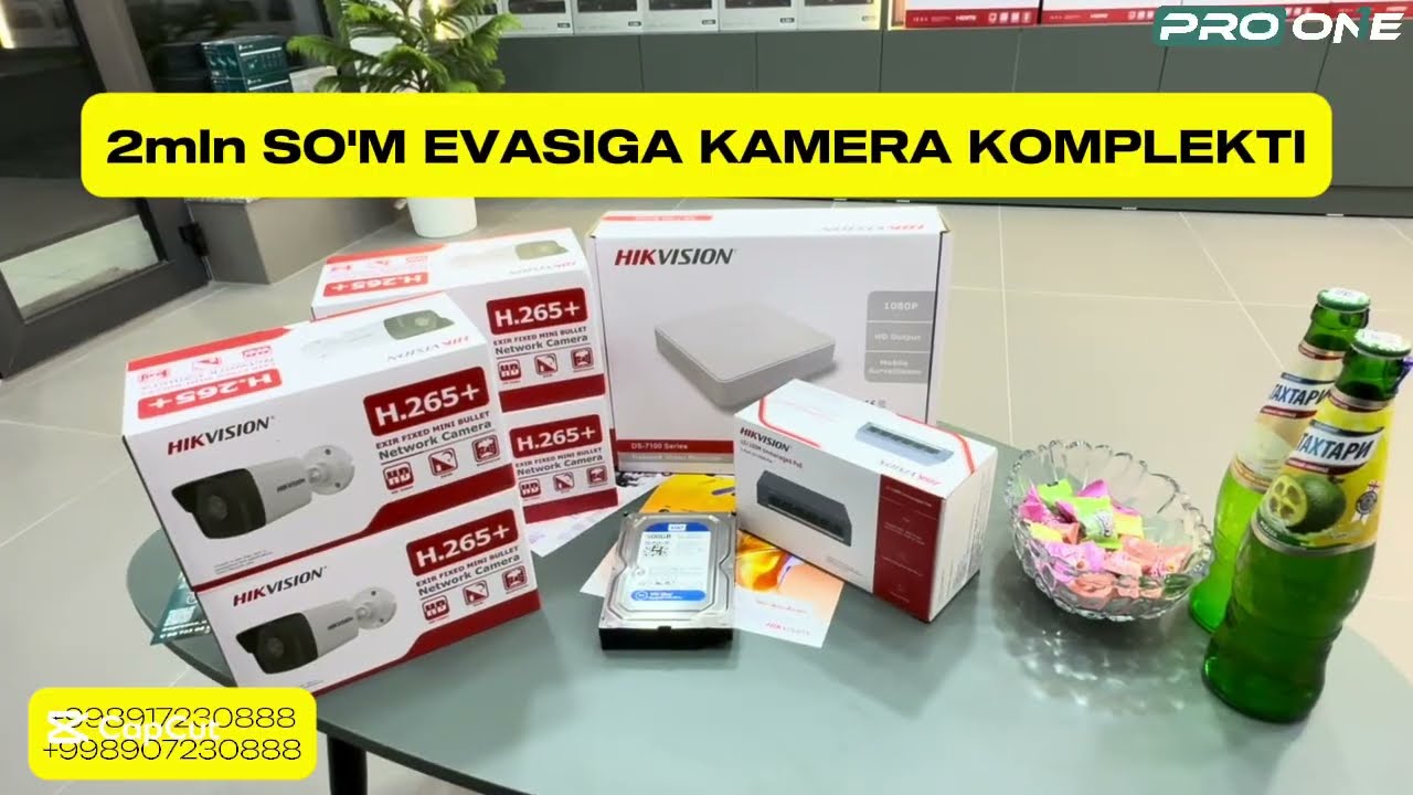 2.000.000 so‘mga Tayyor Kuzatuv Komplekti! 4ta Hikvision 1023 + 4ch PoE NVR + 500GB HDD | Kamera 