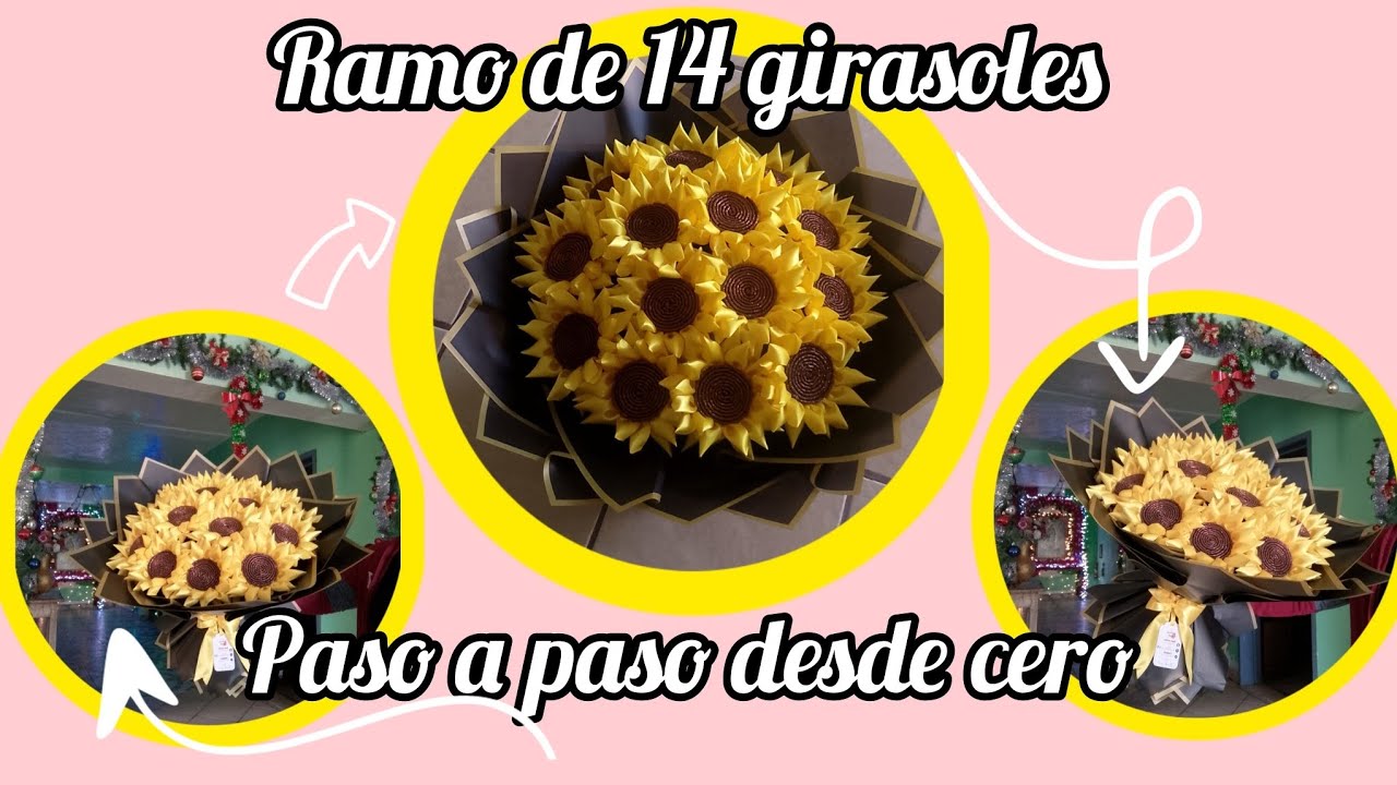 🌻RAMO DE 14 GIRASOLES ETERNOS🌻te enseño el armado desde cero con tutorial detallado