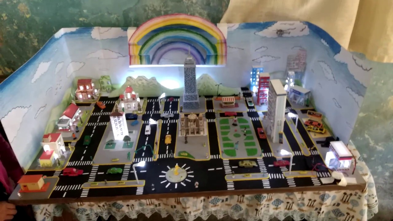 maqueta de ciudad con luces