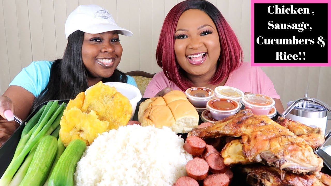 CHICKEN + SAUSAGE + RICE + CUCUMBERS MUKBANG