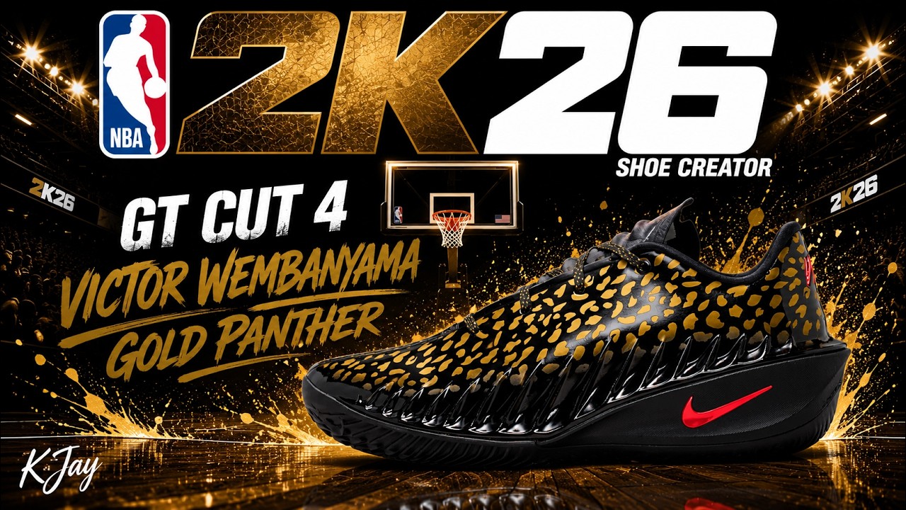Создатель обуви в NBA 2K26 &mdash; Как сделать кроссовки Nike GT Cut 4 x Victor Wembanyama 'Gold Panther'