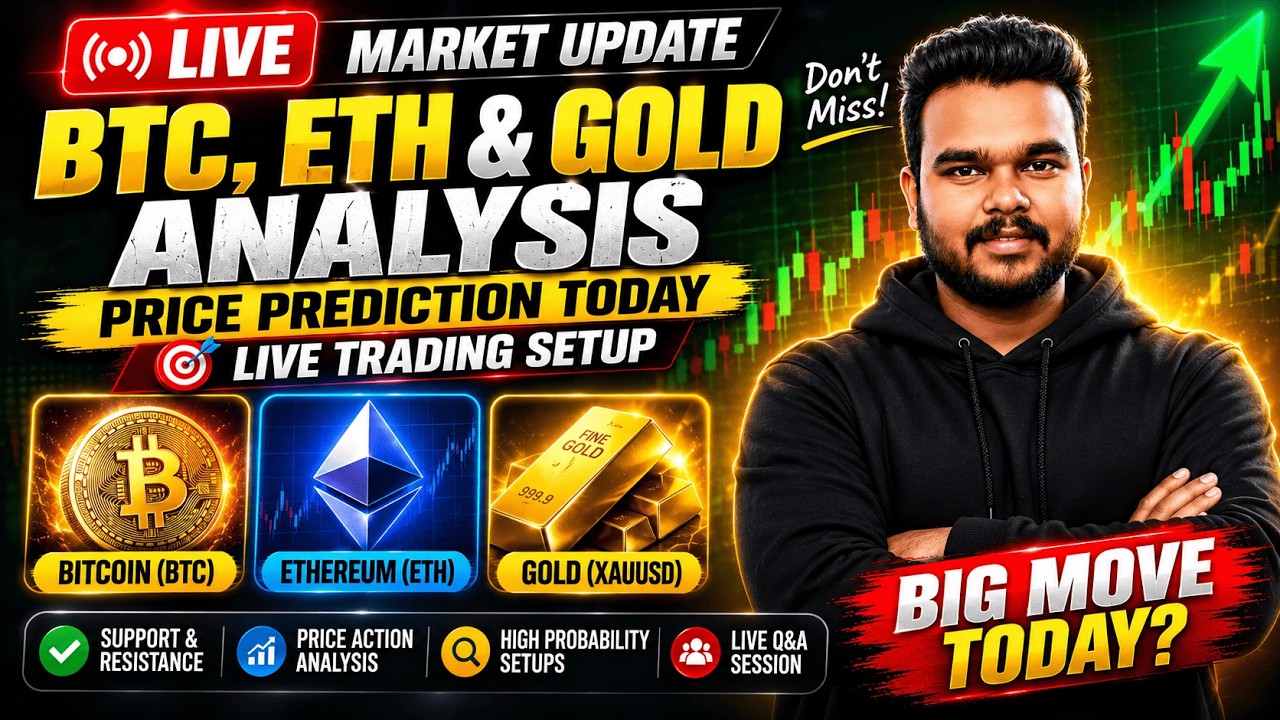 🔴 LIVE: BTC, ETH & Gold Analysis | Bitcoin Price Prediction Today | Live Trading Setup