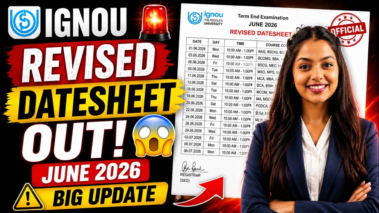 IGNOU June 2026 Revised Datesheet Out 😱 Big Update For Students