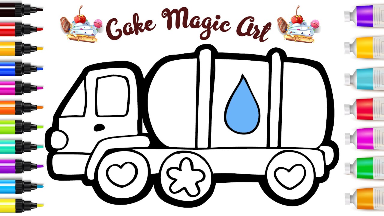 How to Draw a Cute Gasoline Tanker | Step by Step Easy