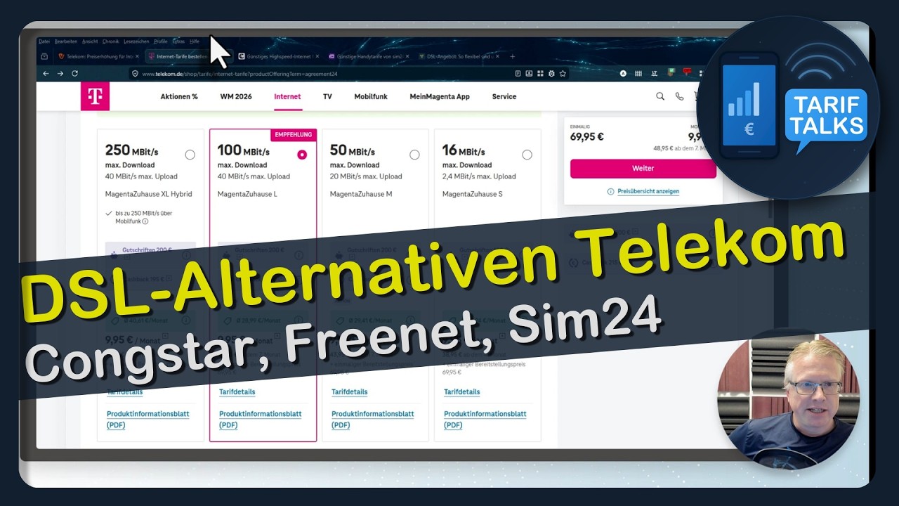 G&uuml;nstiger - DSL-Alternativen zur Telekom im Vergleich:congstar, freenet & sim24