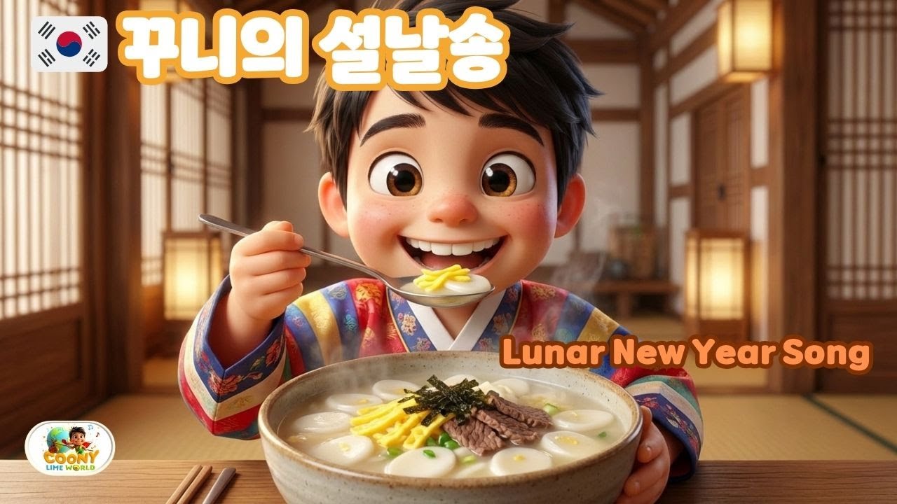 🇰🇷 꾸니의 설날송 | 떡국 먹는 설날 🎶 | K Children’s Song #k동요 #coonylimeworld #꾸니설날편  #설날