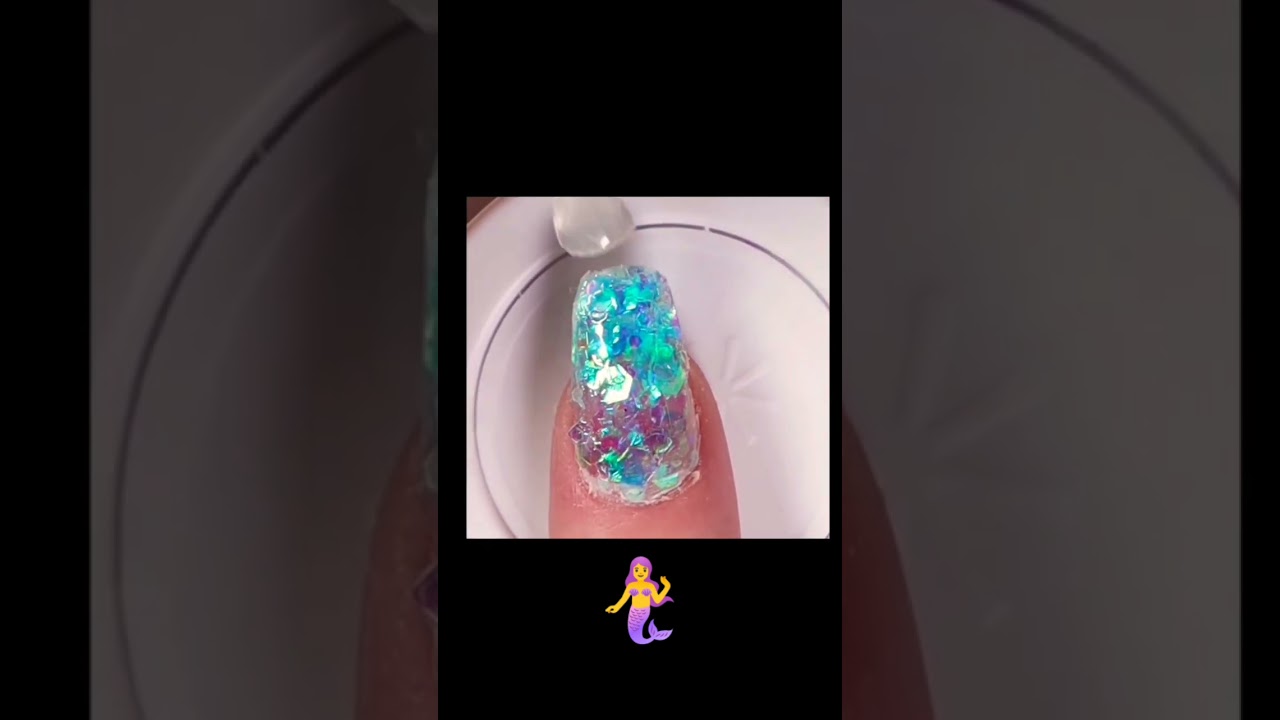 Easy Polygel Nails with BLUE MERMAID Glitter Mix!! 🧜&zwj;♂️💅
