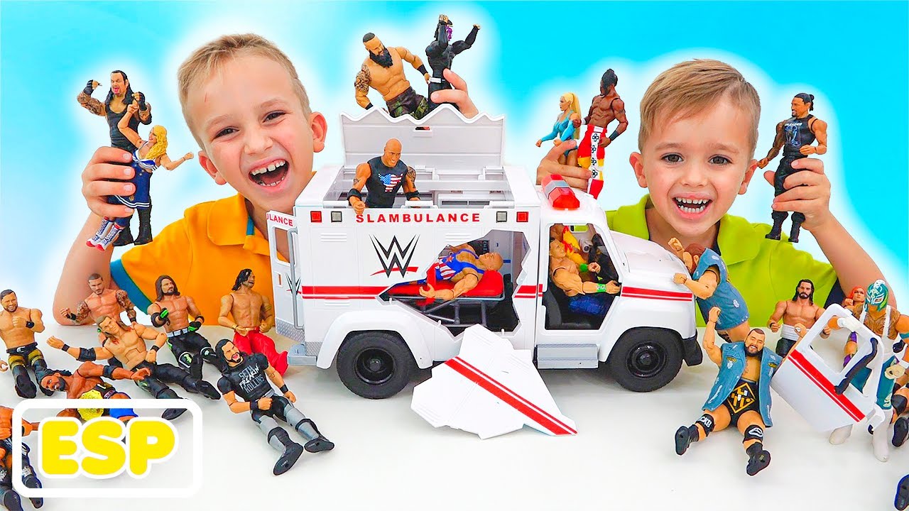 Vlad y Niki juegan con WWE Slambulance Vehículo de Juguete