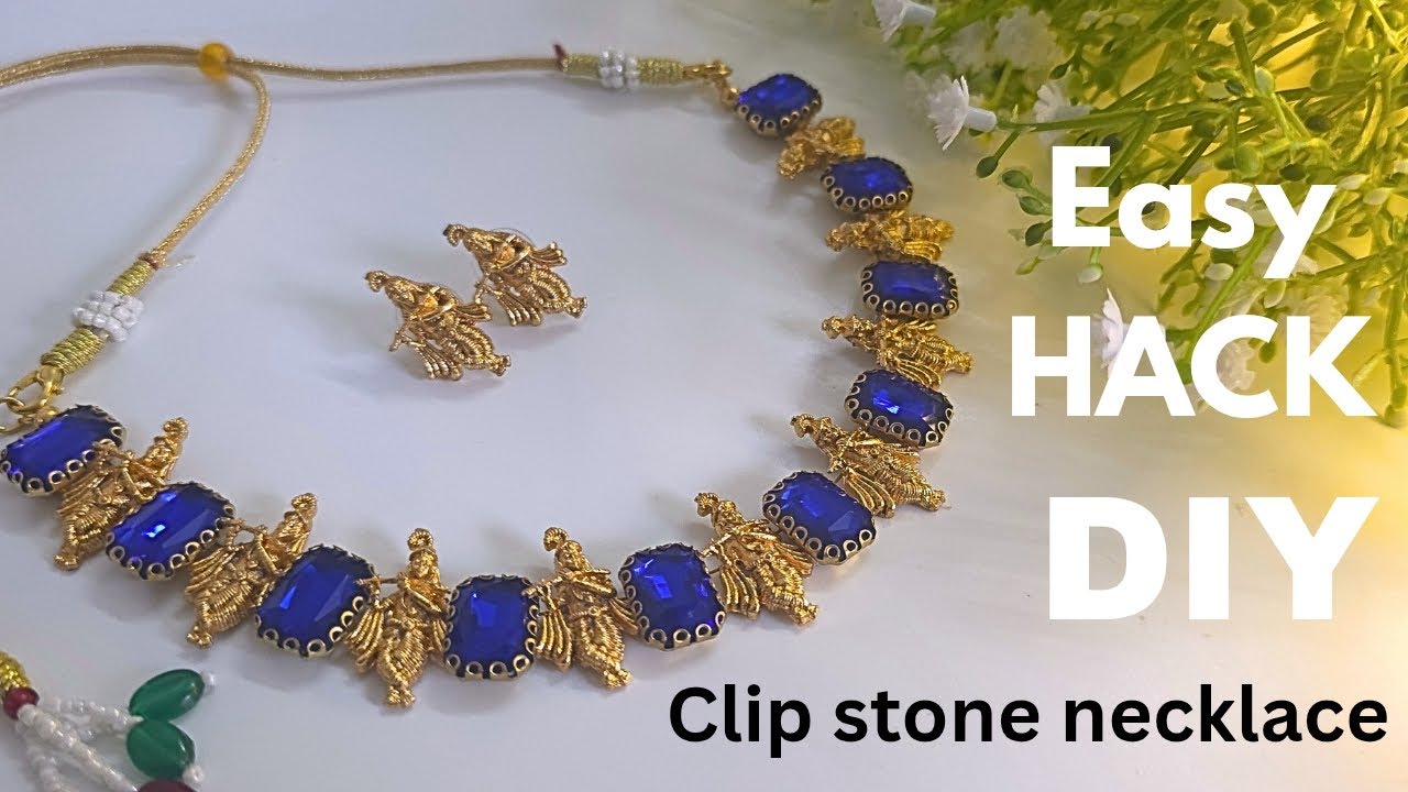 how to make necklace with earrings | clipstone necklace | Krishna charms necklace.