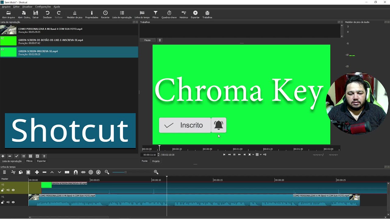 Shotcut - Como Remover fundo verde do vídeo 