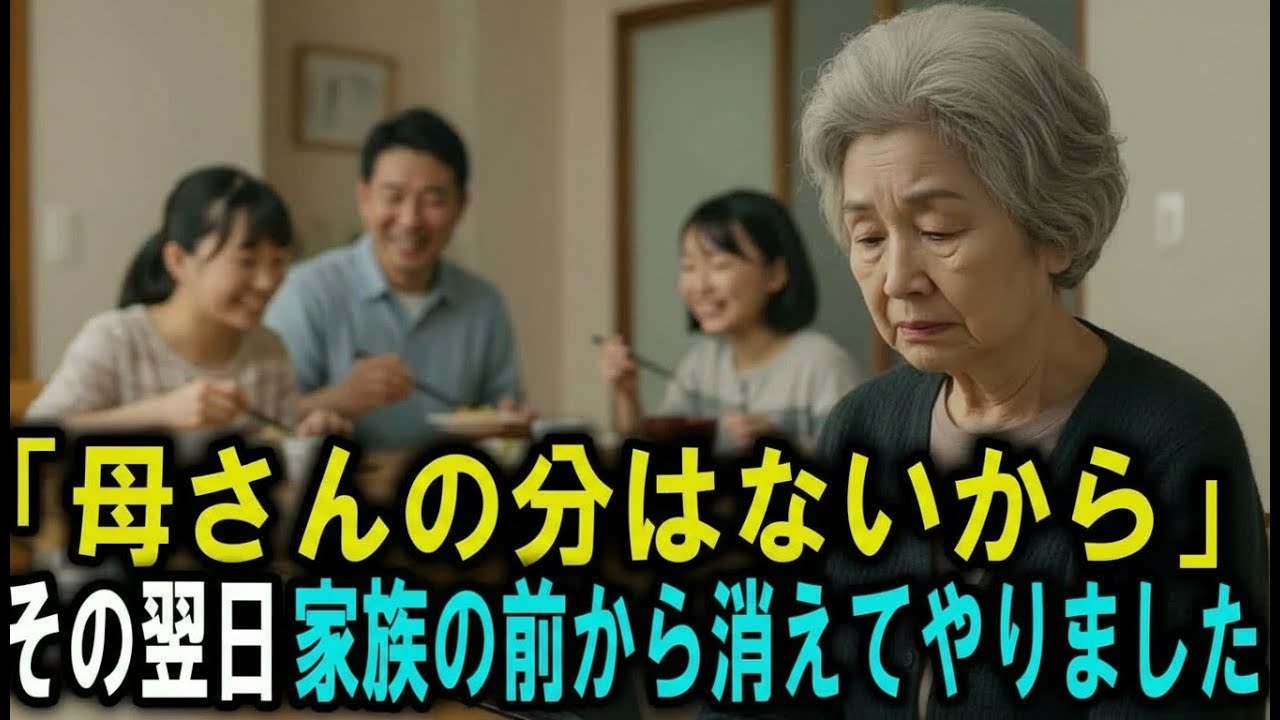 「母さんの分はないよ」──食卓から孤立させられた母は、家族のもとを離れ去っていきました。
