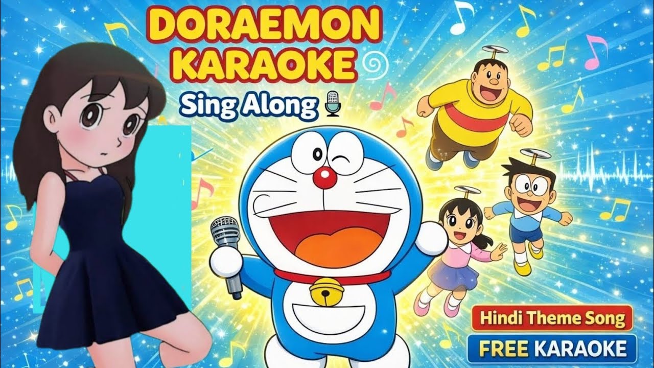 Doraemon Hindi Song Karaoke(Instrumental) 🎤 | Theme Song | Lyrics on Screen