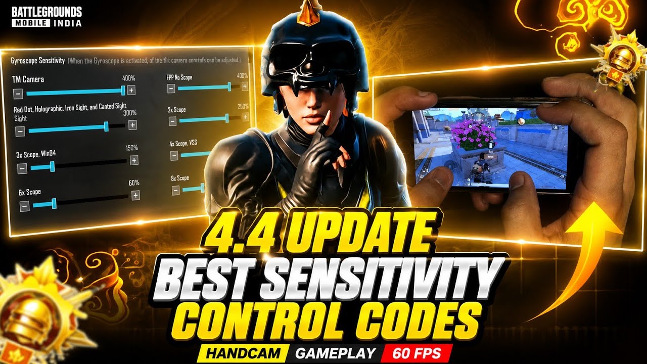 4.4 Update Best sensitivity control codes HANDCAM Gameplay 60 FPS 😍/pubg mobile 