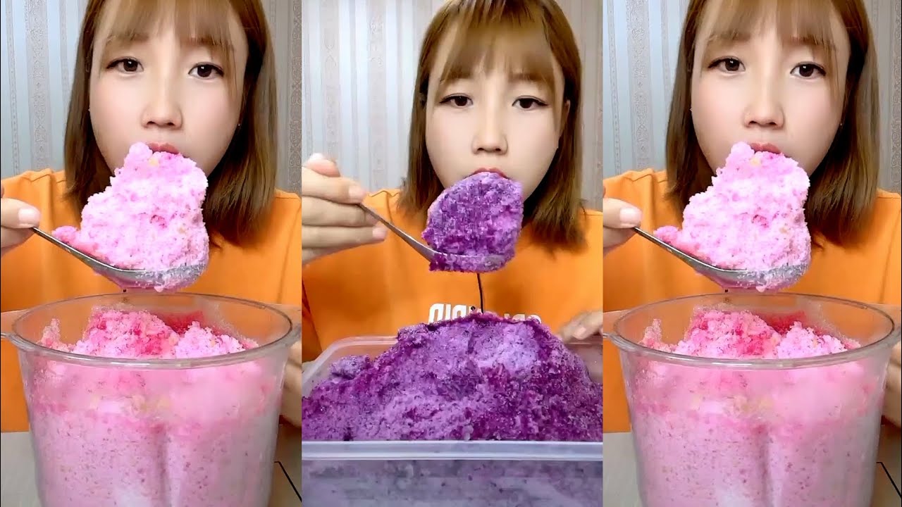 ASMR SHAVED ICE EATING. ICE EATING
