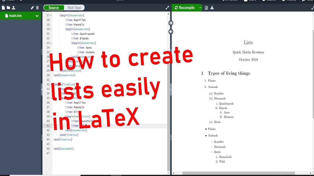 How to enumerate and itemize -  LaTeX/Overleaf