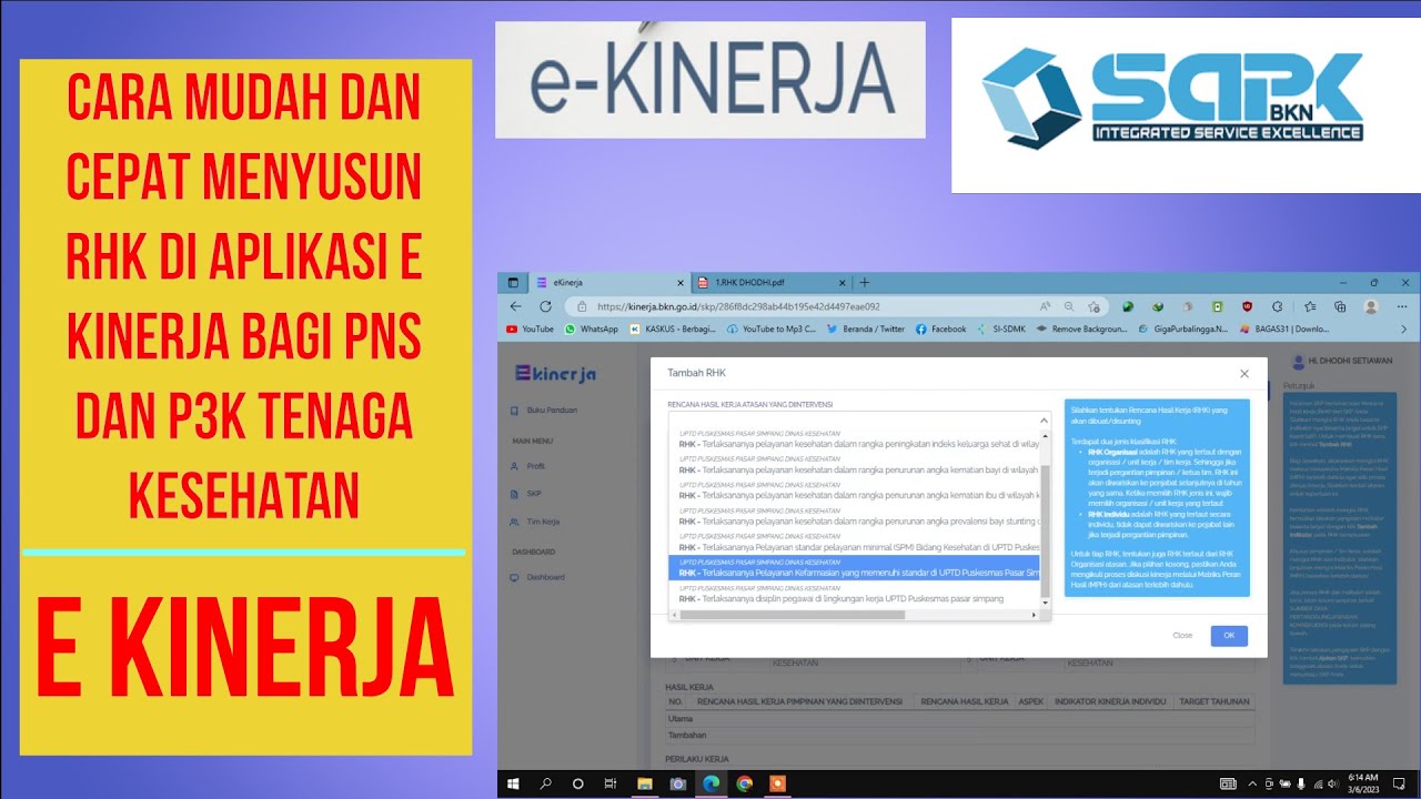 CARA CEPAT DAN MUDAH MENYUSUN SKP E KINERJA BAGI ASN DAN P3K TENAGA KESEHATAN