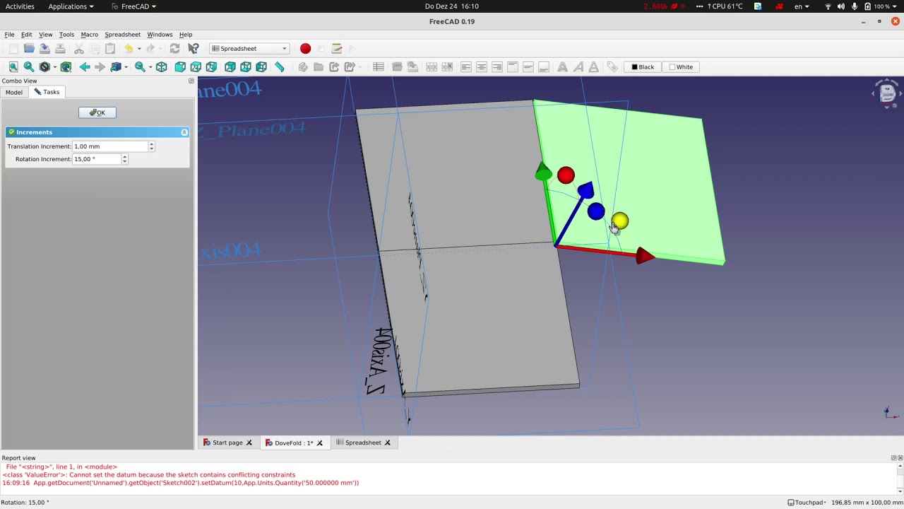 Modelling folds in Freecad using simple parts.