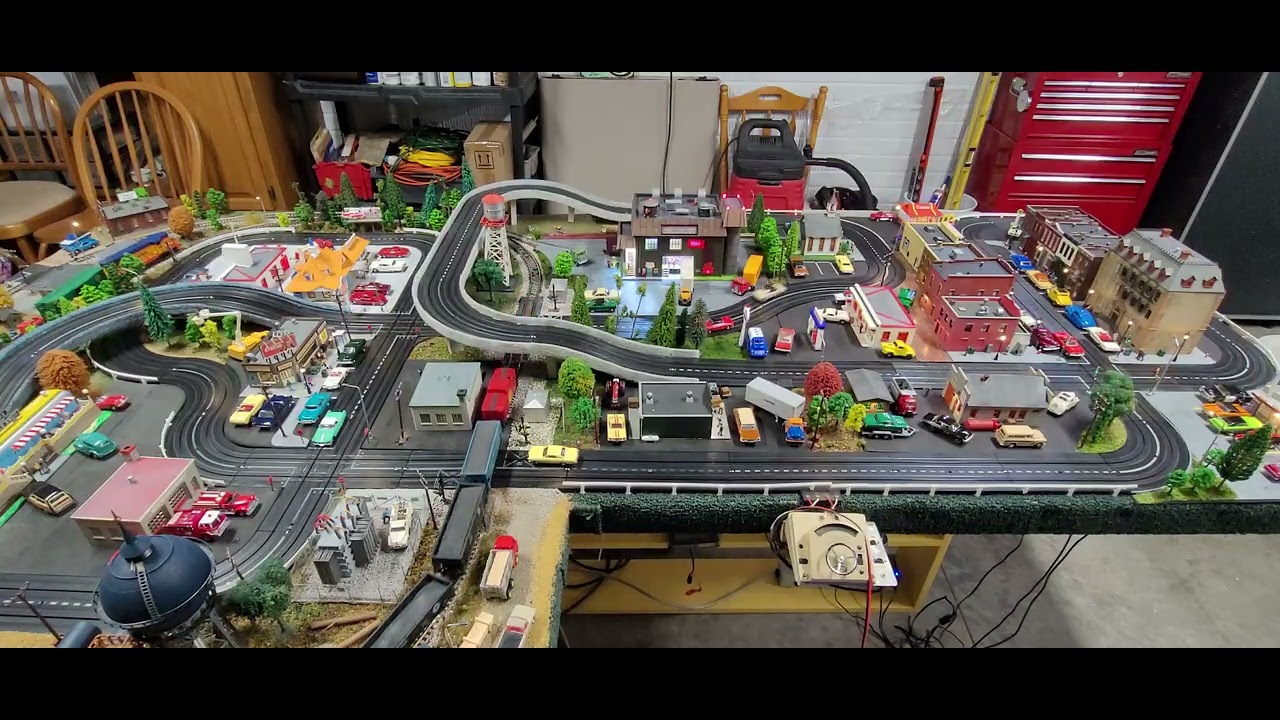 My hometown ho scale t-jets and trains layout. 