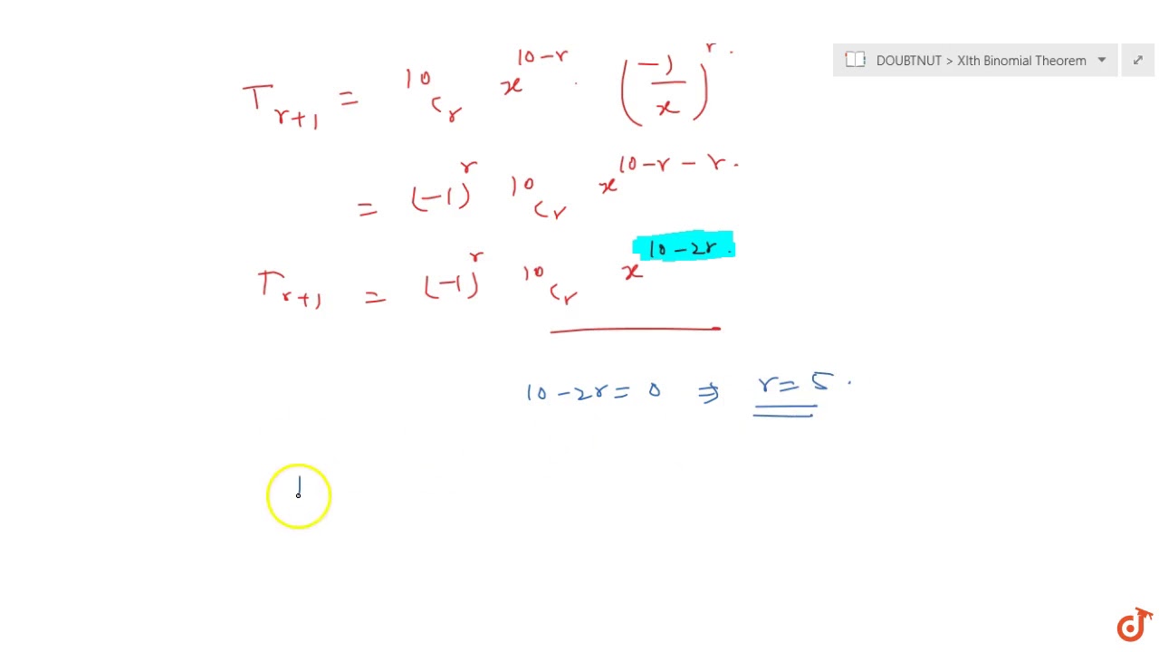 Constant term in the expansion of `(x-1/x)^(10)` is a. `152` b. `-152` c. `-252` d. 252