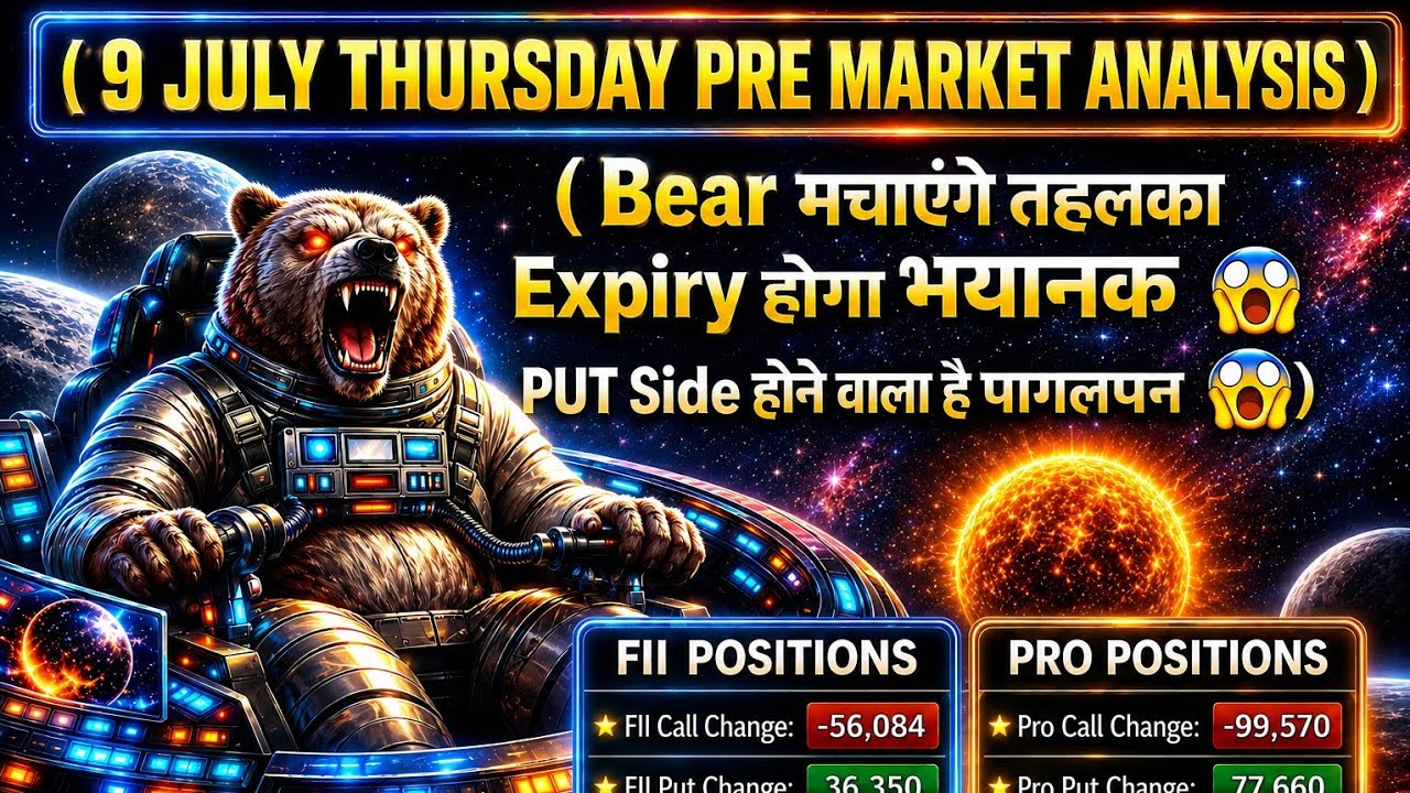 Pre Market Analysis & Report | Nifty, Bank Nifty, Sensex Analysis | FII DII & F&O Data | 9 July