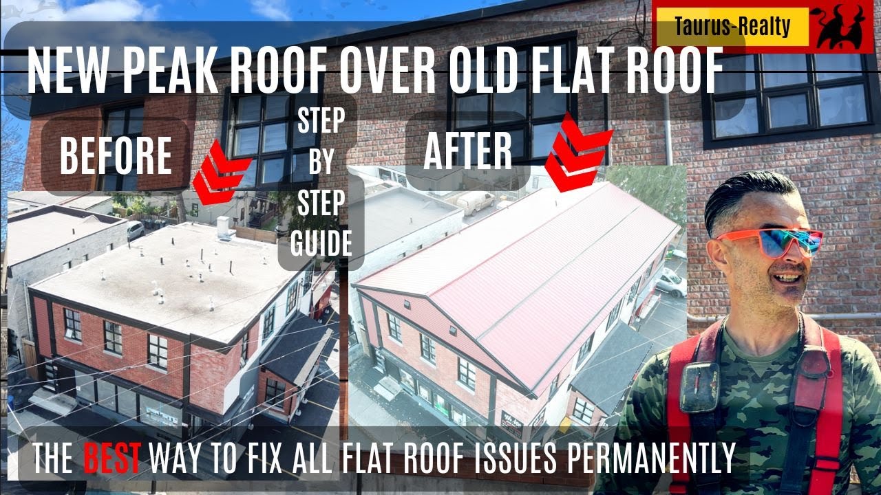 New PEAK roof over Old FLAT roof (Step by step) EXTENDED video | TAURUS-REALTY