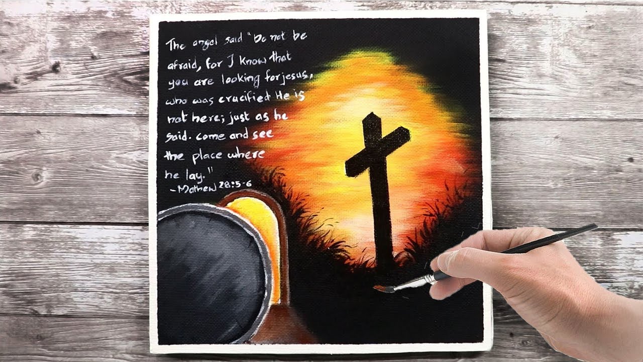 Holy Cross Acrylic Painting Step by Step | Easter Special Tutorial for Beginners