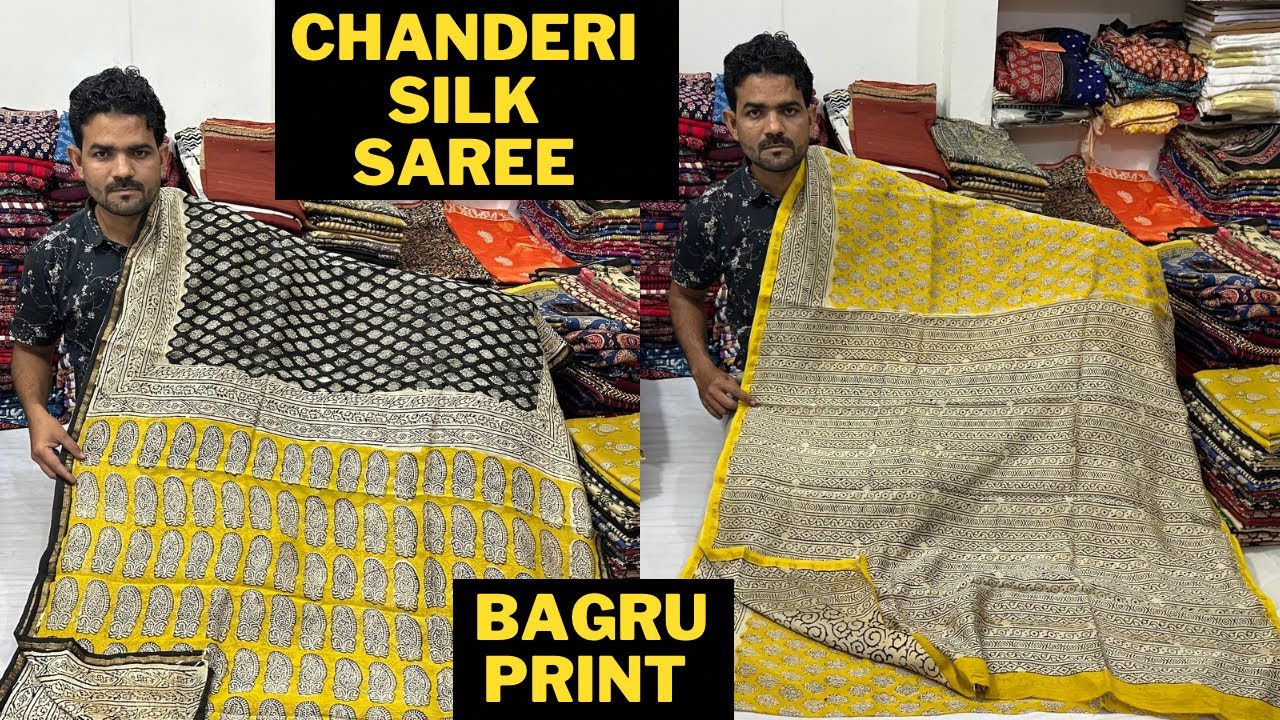 Chanderi Silk Saree with Bagru Print | Handblock Print | Traditional Ethnic Wear