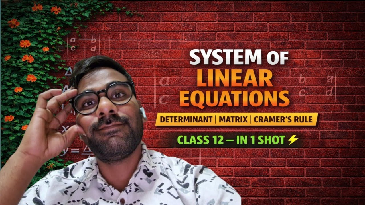 Solution of system of linear equations by matrix and determinant In one short and crammer's rule 
