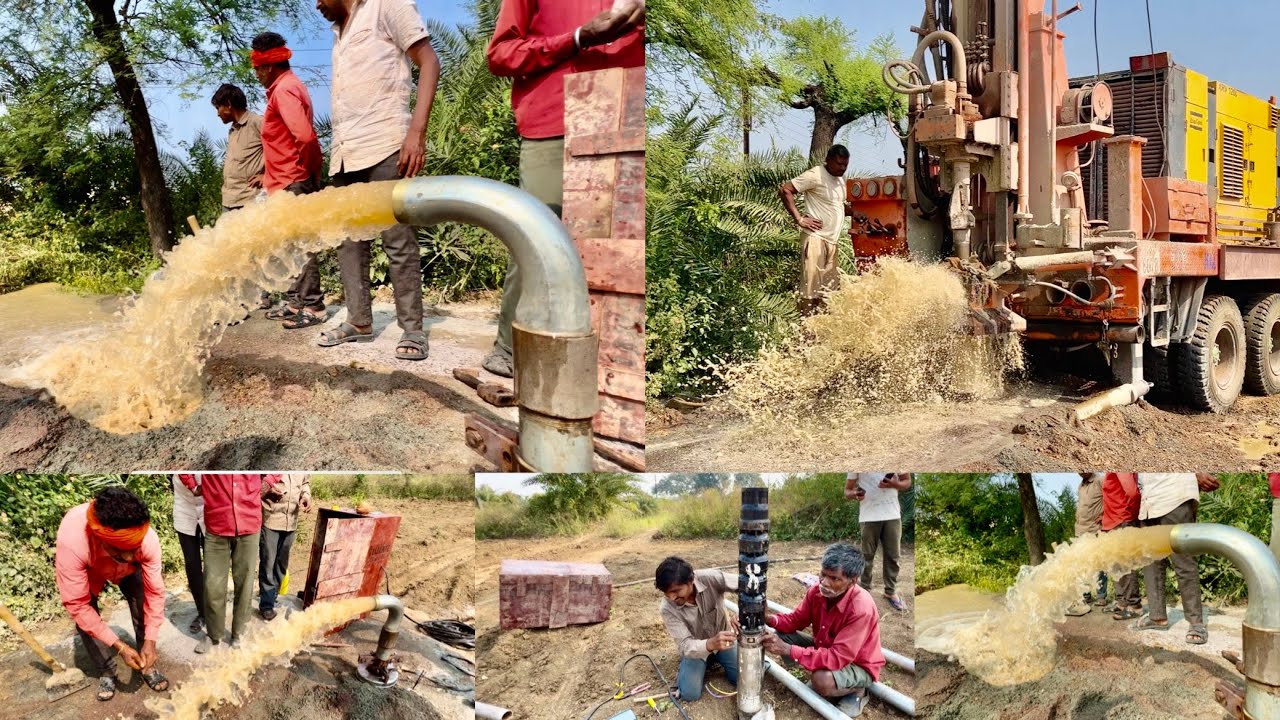 Borewell Drilling - New Borewell Motor Installation complete video | Borewell Motor fitting video