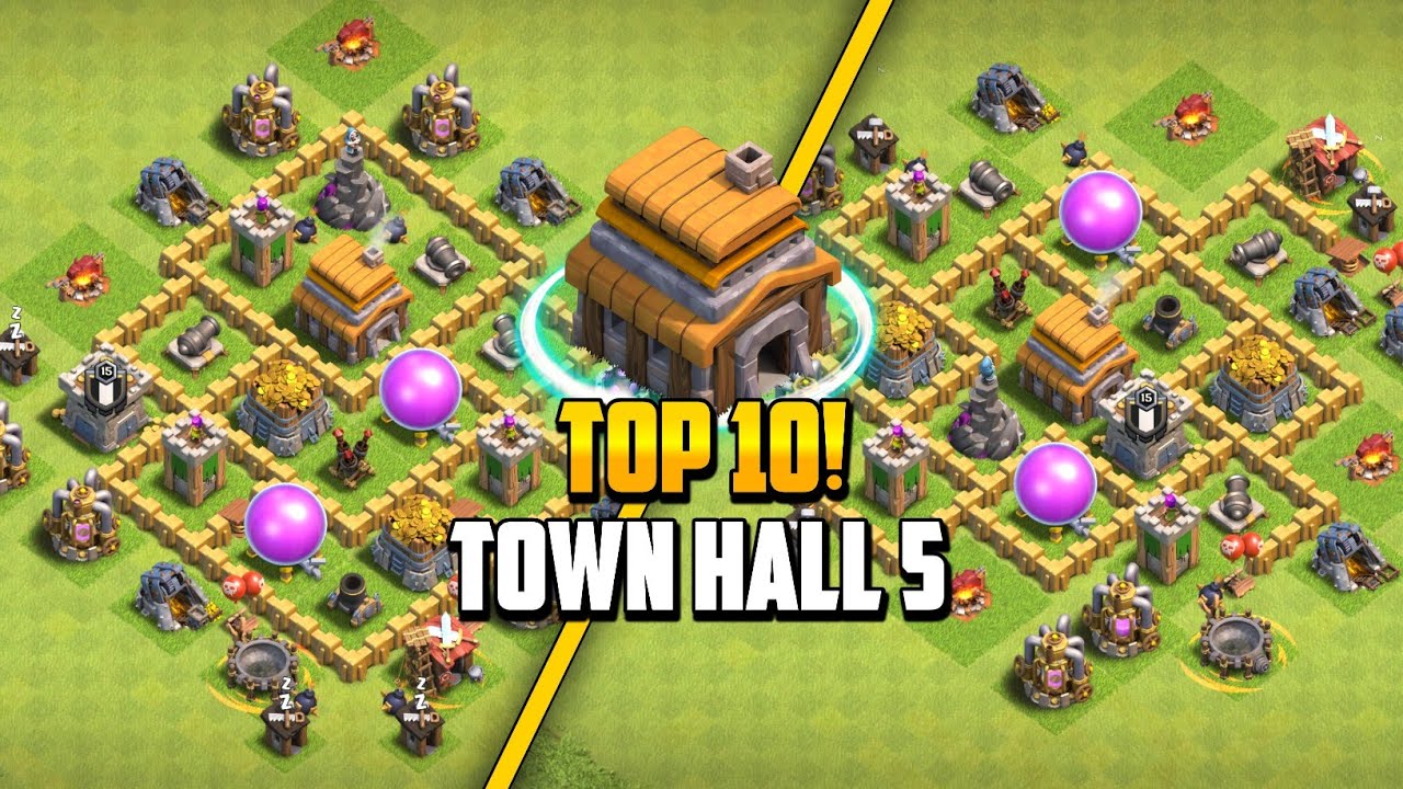 Top 10! Town hall 5 (Th5) Farming/Hybrid/War/Trophy/Defense Base Layout + Copy Link 2025