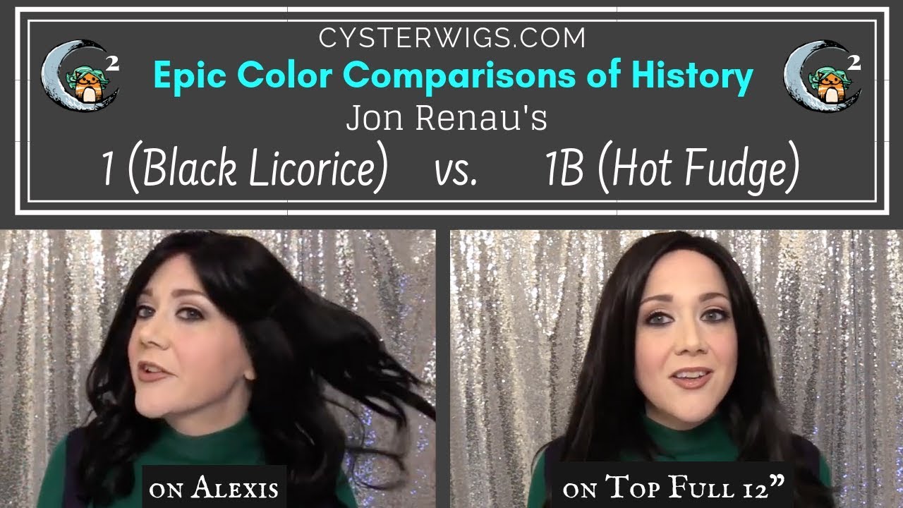 CysterWigs Color Comparison: 1 (Black Licorice) vs. 1B (Hot Fudge) by Jon Renau