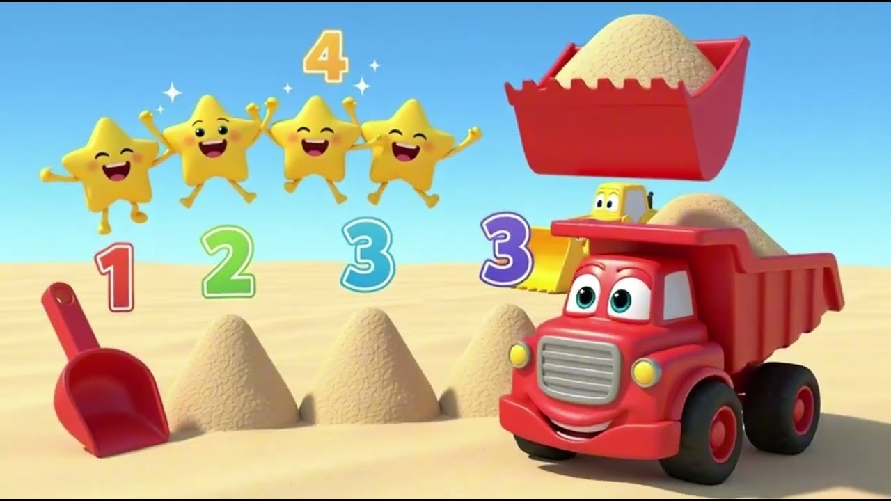 Red Truck and Loader Stack the Sand 🚚🏗️ | Construction Play Song | Nursery Rhymes & Kids Songs