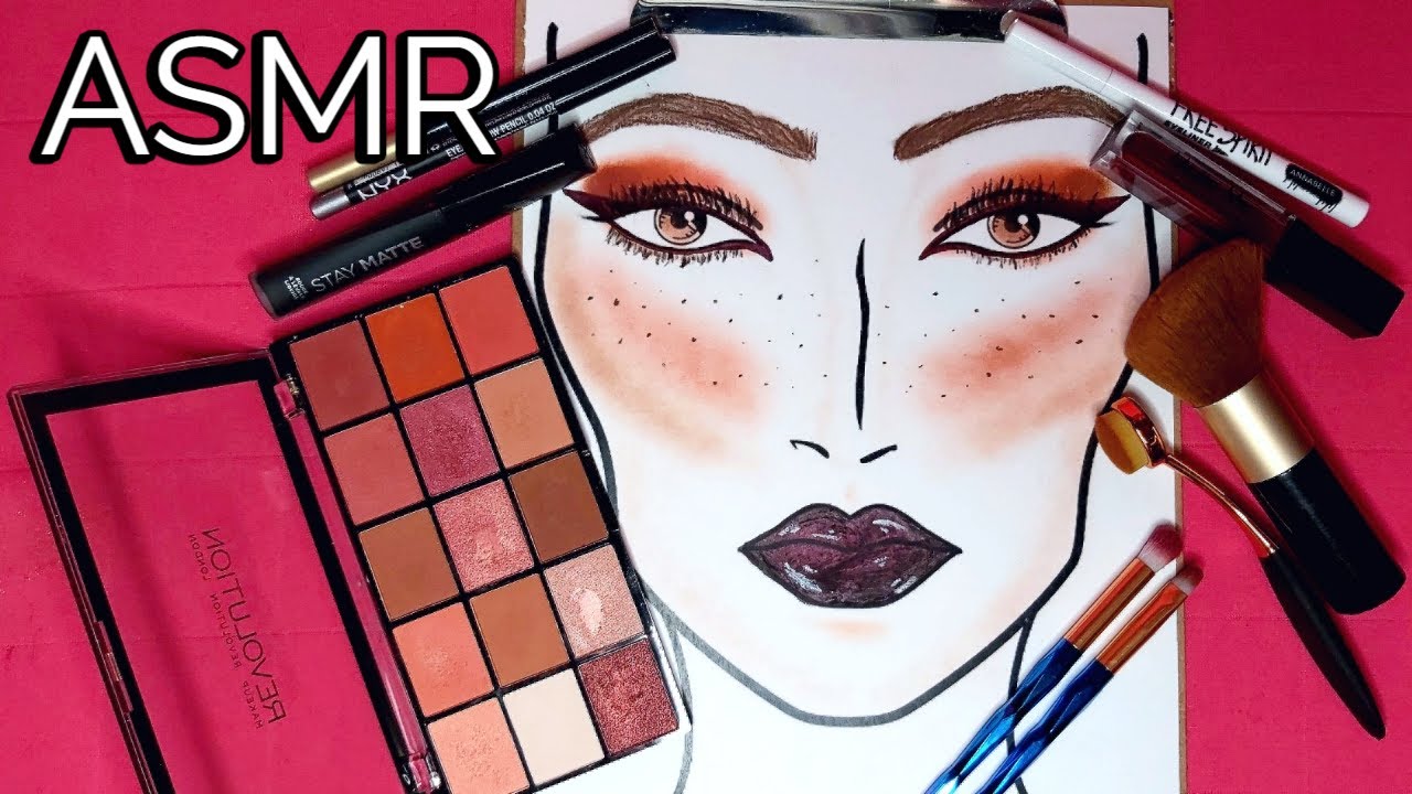 ASMR • Grunge Makeup on Face Chart • No Talking