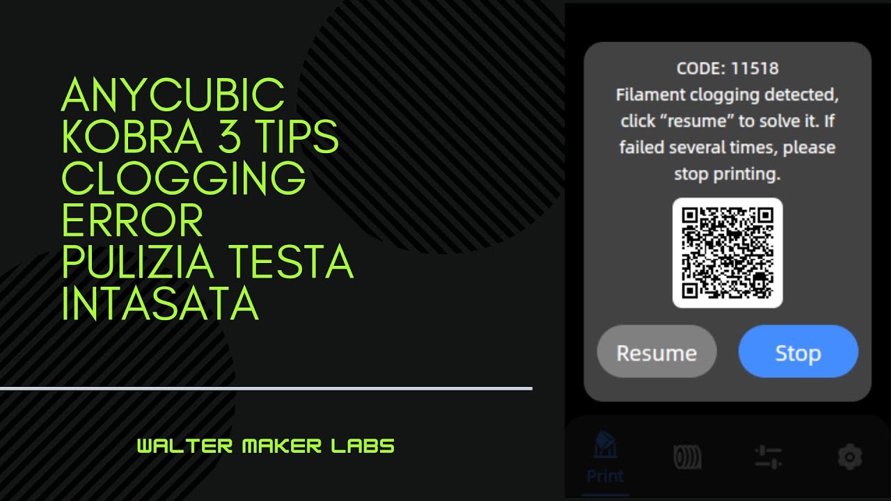Anycubic Kobra 3 tips clogging error  pulizia testa intasata