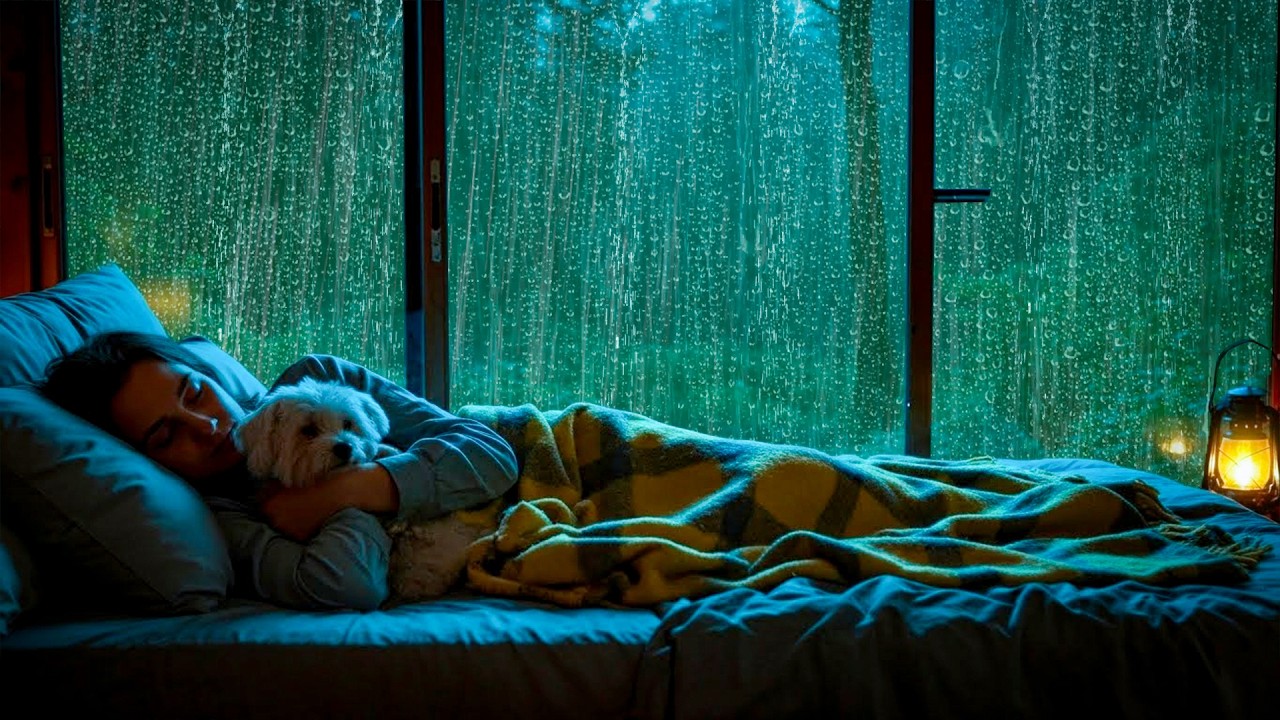 Sleep Peacefully Tonight 🌧️ Heavy Rain and Thunder on cozy bedroom in a Dark Bedroom | white noise