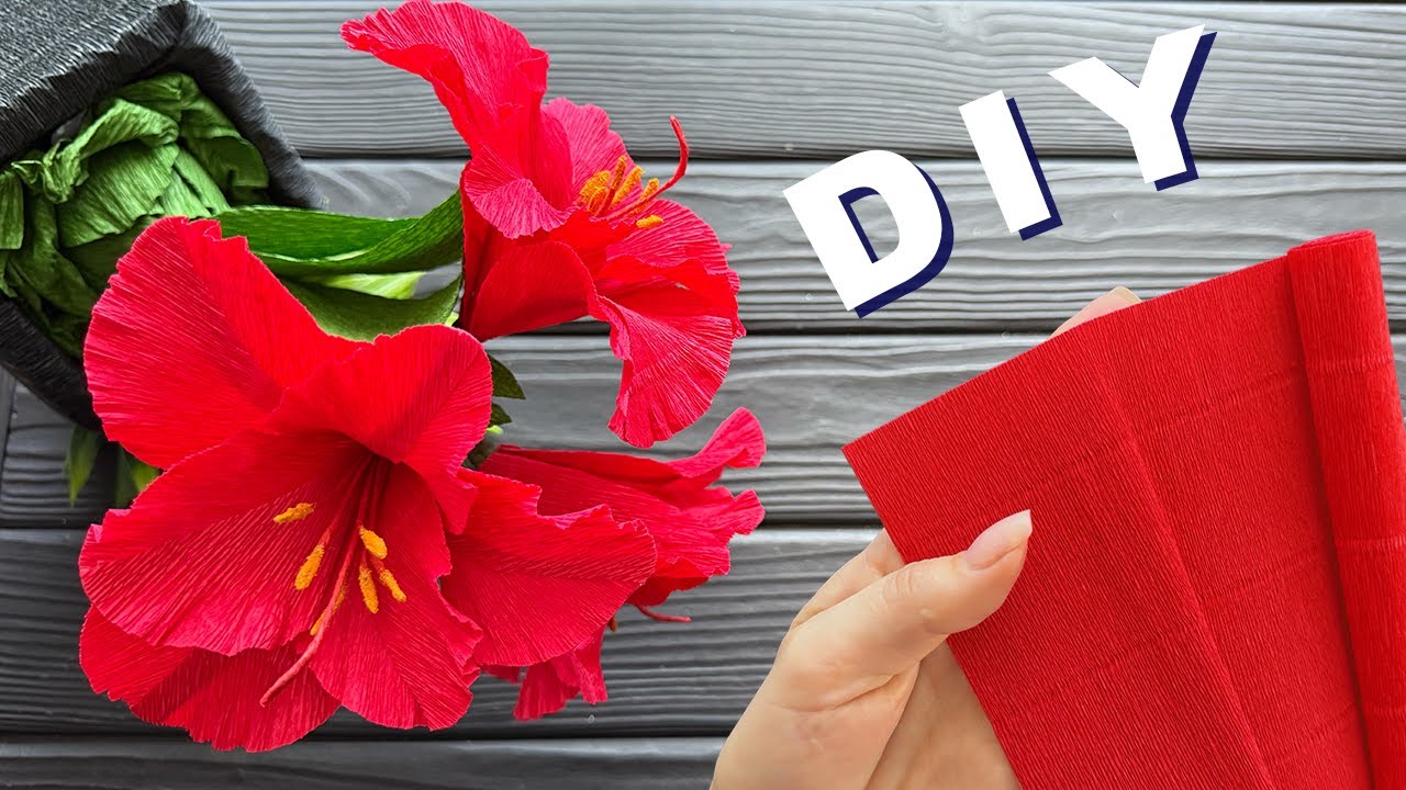 Beautiful! How to Make Amaryllis Crepe Paper Flower DIY decoration Ideas